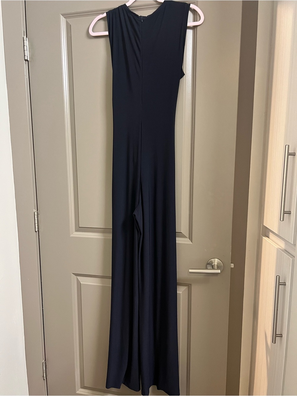 KamaliKulture x Norma Kamali Jumpsuit Medium Navy Blue Tie Waist Wide Leg - Picture 5 of 6